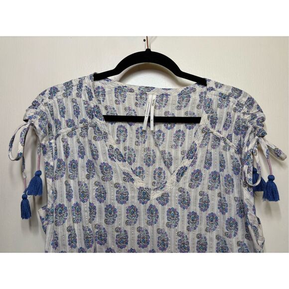 Anthropologie Blue and White Patterned Blouse - Picture 5 of 12